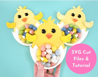 Easter Chick Candy Holders SVG Cut Files, Easter SVG Files, Chick Candy Holder SVG Craft Files, Tutorial Included, Instant Download