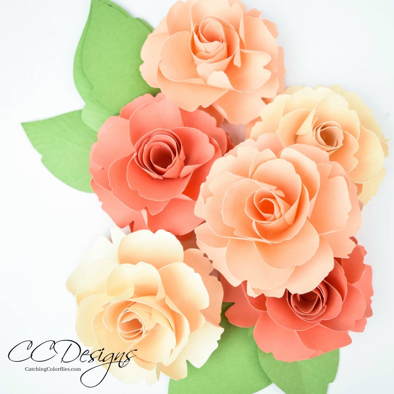 DIY Small Paper Rose Templates Wedding Paper Flowers Paper Etsy