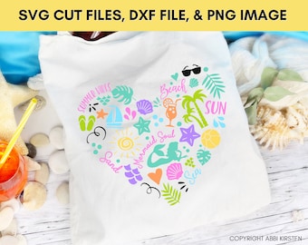 Beach Summer SVG Bundle, Summer Heart SVG, Mermaid Seashell, Summer Quotes SVG