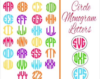Circle Monogram SVG Cut files, 3 Letter Monogram, SVG files for Cricut & Silhouette