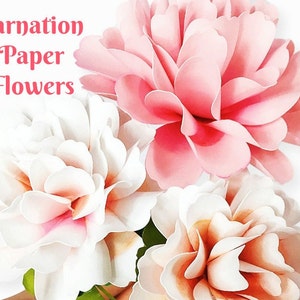 Carnation style paper flowers, DIY paper flower templates & tutorial, DIY Wedding Flowers, SVG flower cut files, Paper Flower Bouquet