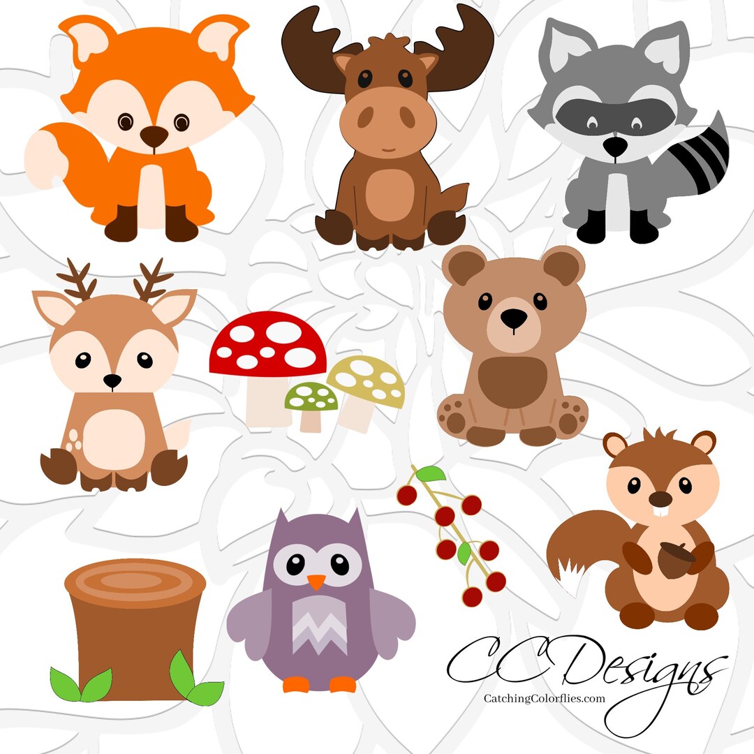 Woodland Animal SVG Set, Cute Baby Forest Animals Clip Art, Fox SVG Cut