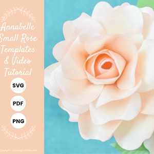 Modello fai da te per piccole rose di carta, file di taglio SVG e PDF stampabili, fiori di carta per matrimoni, baby shower e addio al nubilato