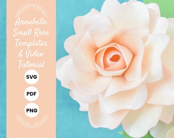 DIY Small Paper Rose Template Pattern, SVG cut files and PDF printables, Paper Flowers for Weddings, Baby Showers and Bridal Showers