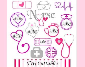 Nurses Svg Cutting Files- Monogram Frame Svgs- Nursing SVG, DXF,  PNG- Screen Printing- Stethoscope Svg- Vinyl Transfers