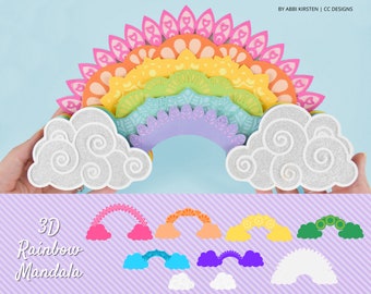 3D Regenbogen Layered Mandala Craft-Datei, Regenbogen Mandala SVG-Schnitt-Dateien für Cricut und Silhouette, Instant Download verwenden
