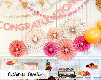 Paper Flower Rosette Fan Decorations, DIY Rosette Templates, Paper Party Decor, Wedding Paper Fan Decor, SVG Cut Files