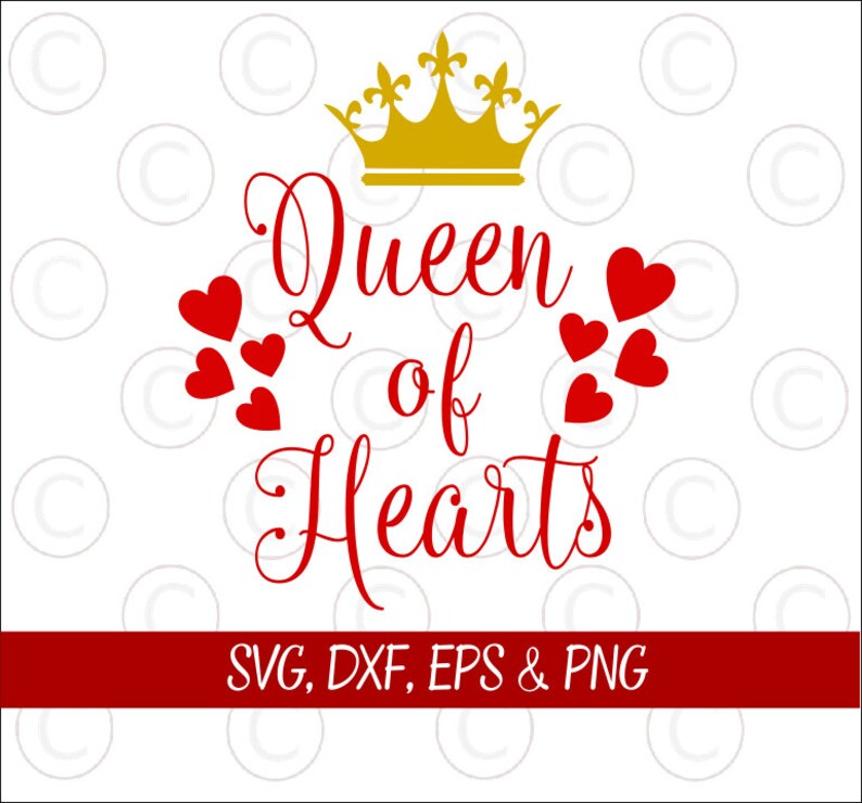 Queen Of Hearts Svg Designs Htv Designs Heart And Crown Svgs Etsy