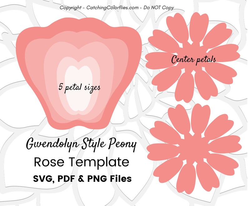 Giant Flower Template SVG Cut Files, PDF Printable Flower Template, Paper Flower Backdrop Wall Decor, Peony Paper Flower Template image 2