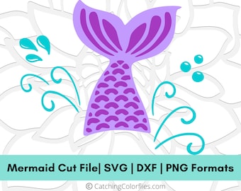 Mermaid Tail SVG Cut File, Mermaid Tail Silhouette, Mermaid Invitation, Cake Toppers, Mermaid Tail Banner, Instant Download
