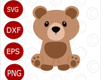 Baby Bear SVG Cut File, Cute baby woodland animal SVGs, Cut files to use with Silhouette and Cricut
