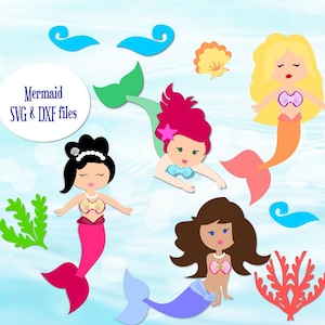 SVG Mermaid cut files- SVGs for cricut- cutting files for silhouette- Mermaid DXF files- Under the sea svg  files