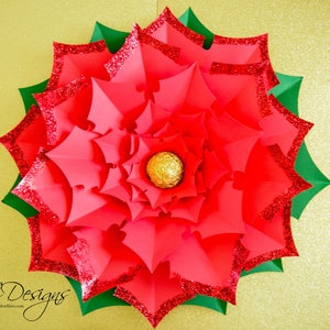 PDF and SVG Christmas Poinsettia Paper Flower, DIY Paper Flower Template, Instant Download image 2