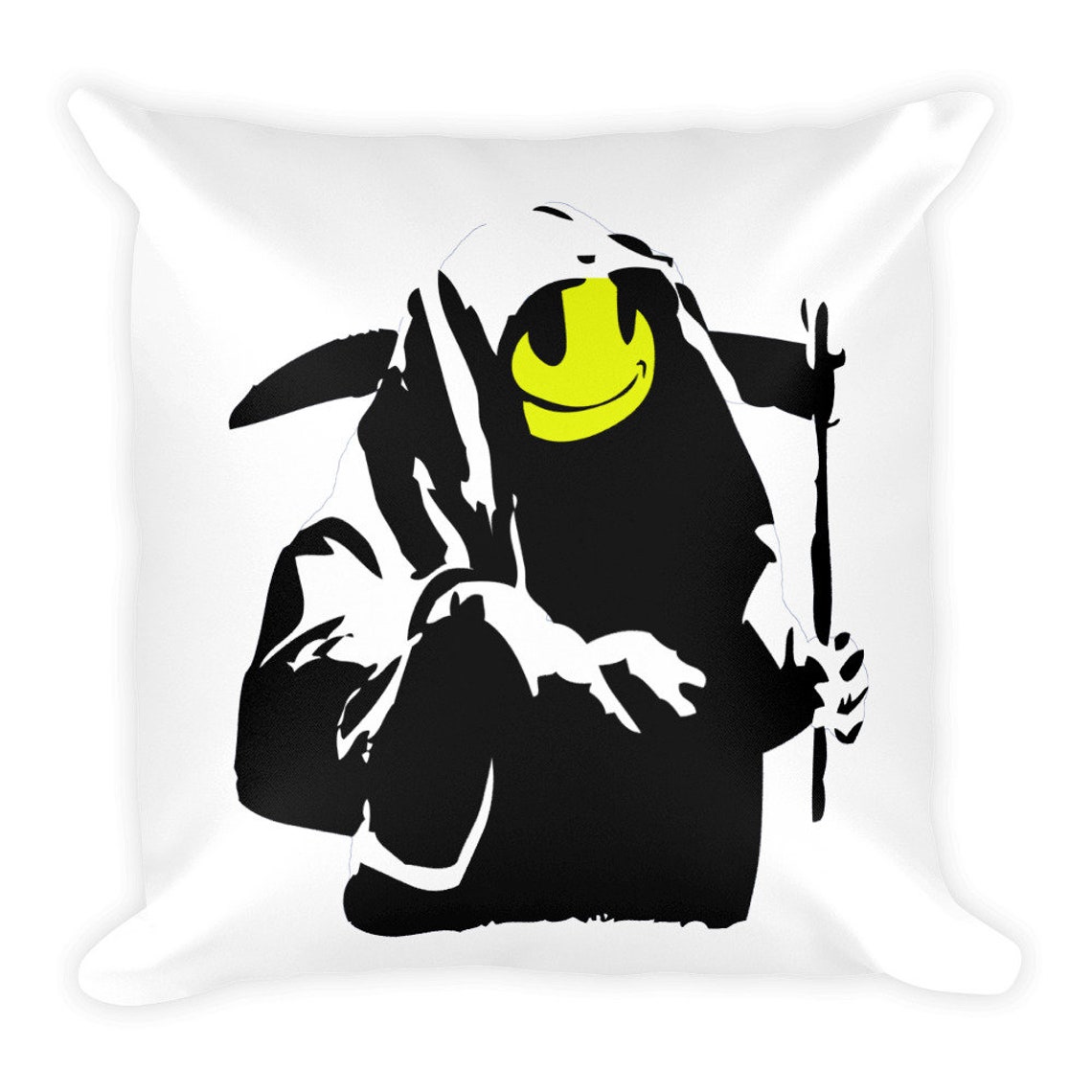Banksy Happy Grim Reaper Death Pillow Etsy