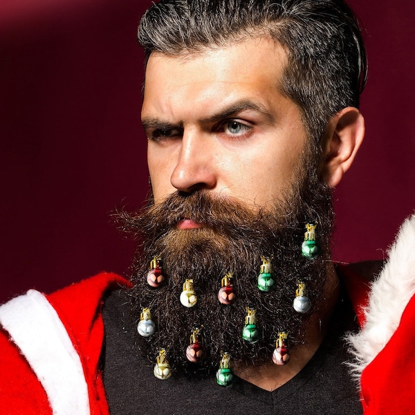 Beardaments Beard Ornaments Ugly Christmas Party Christmas Ornament Beard Baubles Christmas Decoration Beard Art Beard Bling Pack of 12