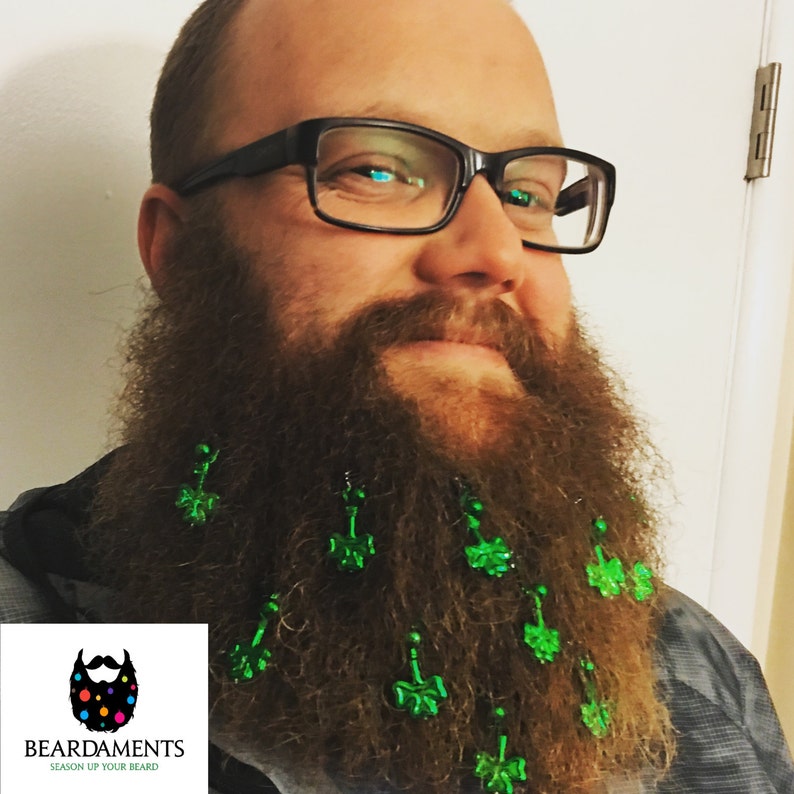 Forum Mens Brown Santa Beard with Christmas Ornaments Festive Holiday Party