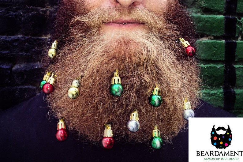 Beardaments Beard Ornaments Ugly Christmas Party Christmas Ornament Beard Baubles Christmas Decoration Beard Art Beard Bling Pack of 12 image 2