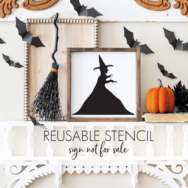 Wicked Witch vintage STENCIL a Reusable DIY craft stencil for your Halloween decor signs