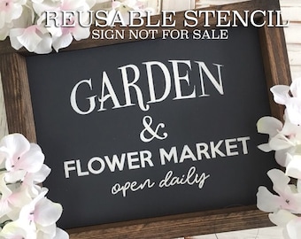 Garden & Flower Market Open Daily STENCIL | Laser Cut || Reusbale || Multiple Sizes || Fast Shipping