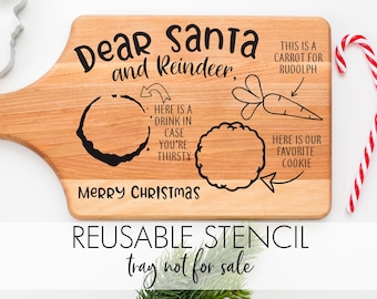 Santa Tray Stencil | Reusable DIY Christmas Craft Stencil - Dear Santa and Reindeer
