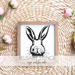 bunny - rabbit portrait STENCIL a Reusable DIY craft stencil for your Easter, Spring decor