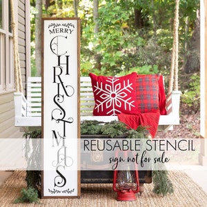 Merry Christmas Porch STENCIL a Reusable DIY Vertical Stencil for your signs and Christmas decor