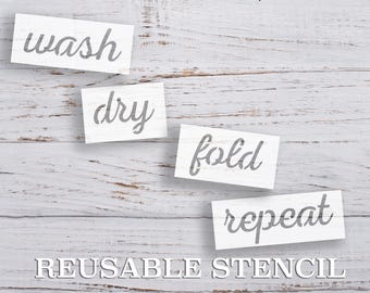 Wash Dry Fold Repeat STENCIL | Laser Cut || Resuable || Multiple Sizes || Fast Shipping