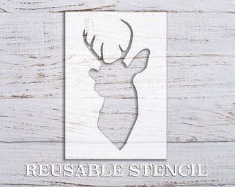 Buck Deer Head STENCIL | Laser Cut | Reusable | Multiple Sizes | Fast Shipping | Holiday Stencils | Animal Stencil