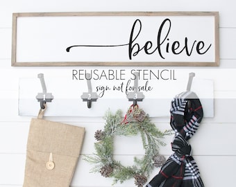 believe STENCIL | Christmas Stencil | Holiday Stencil | Reusable