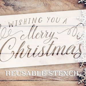 Wishing you a Merry Christmas STENCIL | Christmas Stencil | Holiday Stencil