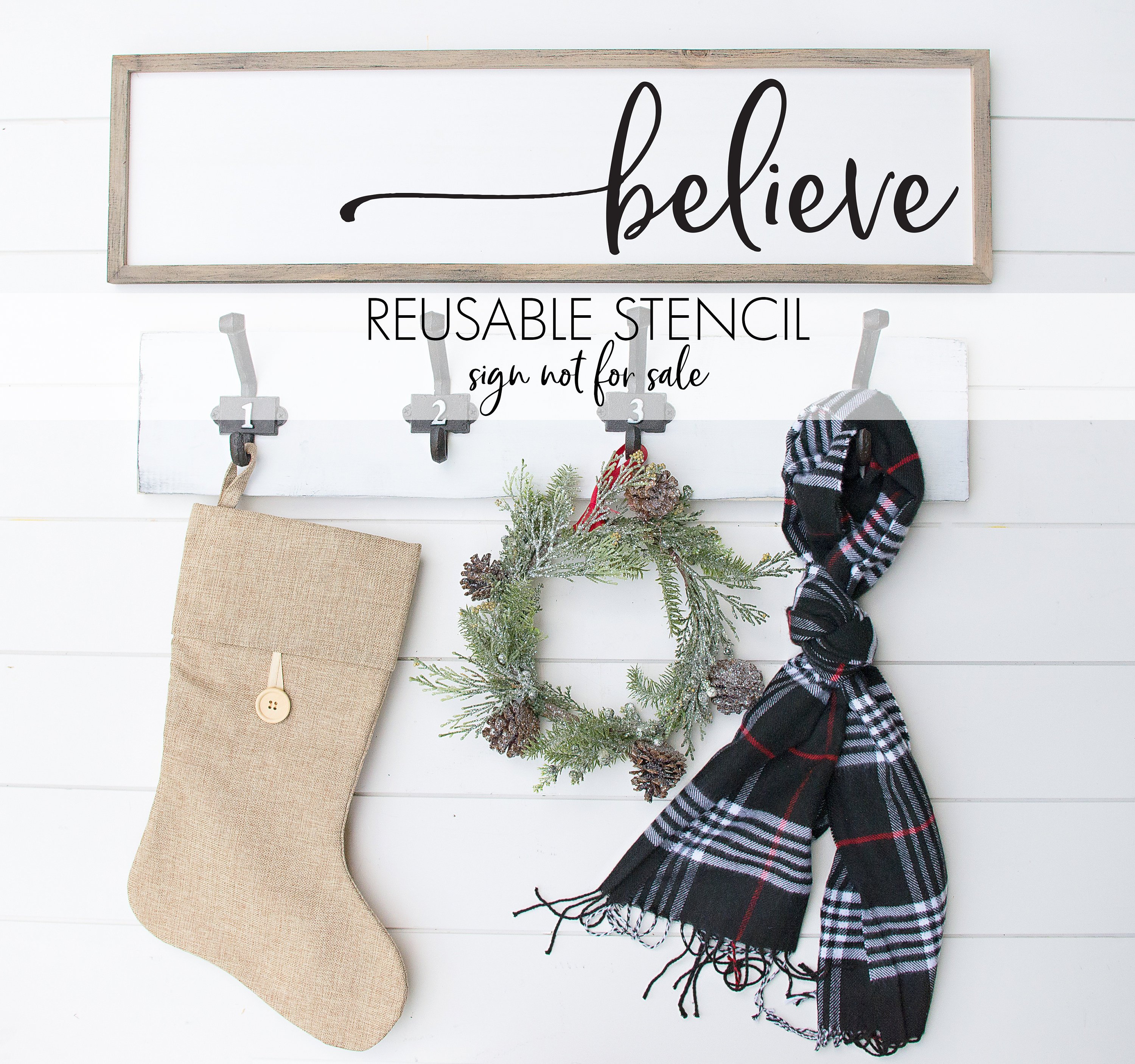 believe STENCIL | Christmas Stencil | Holiday Stencil | Reusable
