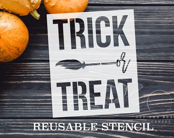 Truco o tratar STENCIL / Corte láser / Reutilizable / Múltiples tamaños / Envío internacional / Plantilla de Halloween