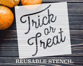 Trick or Treat STENCIL | Reusable DIY Craft Stencil for Halloween or Fall themed Trick or Treat items