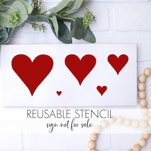 Heart set of 5 STENCIL 4&quot;, 3&quot;, 2&quot;, 1&quot;, 1/2&quot; | Reusable Valentine&#39;s Day DIY Craft Stencil