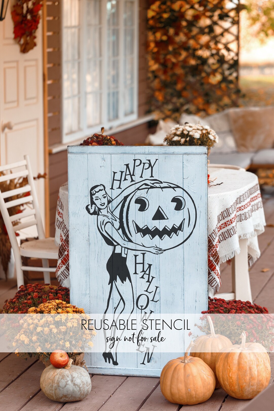 Happy Halloween Vintage Pinup STENCIL a Reusable DIY Craft Stencil for ...