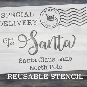 Santa Postcard Stencil | Reusable DIY Christmas Craft Stencil - Special Delivery to Santa