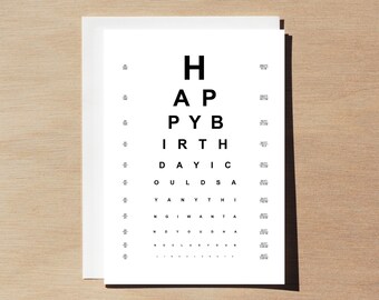 Eye Chart Birthday Card - Etsy