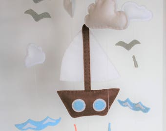 S.S. Ominous Nautical Mobile || Sailboat and Ocean Baby Mobile