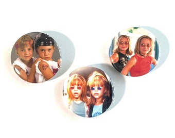 1.25" Mary-Kate and Ashley Metal Pin Back Button // Ceramic Magnet