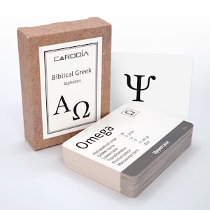 Educatieve flashcards bijbels-Grieks alfabet