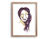 See No Evil - Portrait without eyes - Artwork - Drawing - Print - Gift for Her