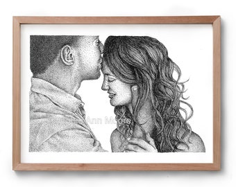 Love & Lust - I adore You - Artwork - Drawing - Print  - Gift for Her - Black and white wall art - Valentines Day