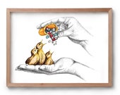 Artwork - Because I Love You - Baby Birds - Drawing - Artist Print - Wall Art