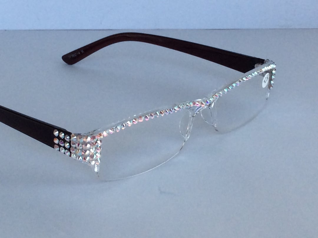 Blue/Clear Swarovski Crystal Enhanced Readers Reading Glasses BRAND NEW Amazon.com: IGnaef Natural Crystal Stone Lenses Reading  main image 4