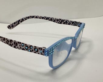 Baby Blue Crystal Reading Glasses