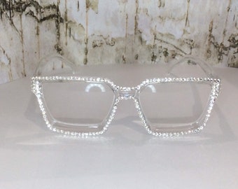 Crystal Reading Glasses, Wide Frame Stylish Eyeglasses