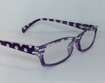 Purple and lavender reading glasses.