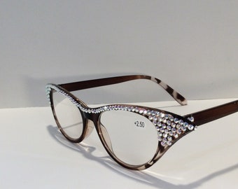 Swarovski Crystal Black Cat Eye Reading Glasses