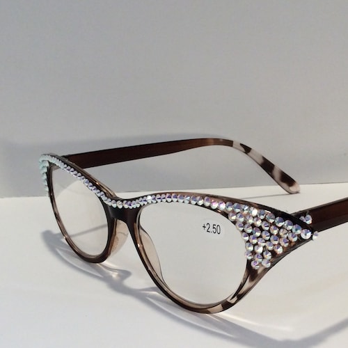 Swarovski Crystal Black Cat Eye Reading Glasses Etsy
