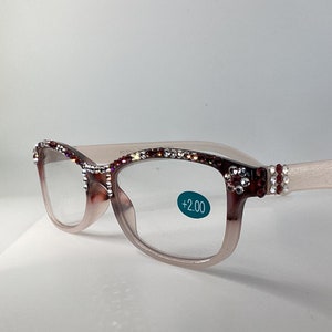 Genuine European  crystals on these Maroon reading glasses.